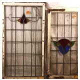 TWO ANTIQUE CONTINENTAL STAINED GLASS PANELS