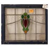 CONTINENTAL ART NOUVEAU STAINED GLASS PANEL