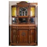 FRENCH ART NOUVEAU MARBLE TOP VITRINE BUFFET