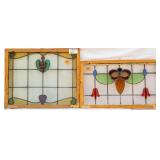TWO FRENCH ART NOUVEAU STAINED GLASS PANELS