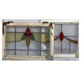 TWO CONTINENTAL STAINED GLASS PANELS