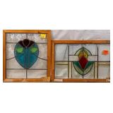 TWO CONTINENTAL STAINED GLASS PANELS