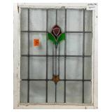 FRENCH ART NOUVEAU STAINED GLASS PANEL