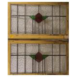 PAIR OF ART DECO STAINED GLASS WINDOWS