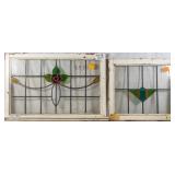 TWO ANTIQUE FRENCH STAINED GLASS PANELS