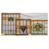 THREE FRENCH ART NOUVEAU STAINED GLASS PANELS