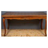 FRENCH OAK PARQUETRY DROP LEAF DINING TABLE