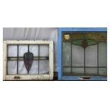 PAIR OF ANTIQUE CONTINENTAL STAINED GLASS PANELS