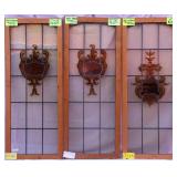 SET OF 3 ANTIQUE STAINED GLASS WINDOWS