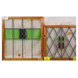 TWO ANTIQUE IRISH STAINED GLASS PANELS