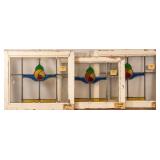 SET OF 3 FRENCH ART NOUVEAU STAINED GLASS PANELS