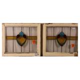 PAIR OF CONTINENTAL ART NOUVEAU STAINED GLASS PANE