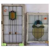 TWO ENGLISH STAINED GLASS PANELS
