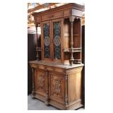 FRENCH RENAISSANCE REVIVAL STAINED GLASS BUFFET