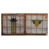 TWO ANTIQUE CONTINENTAL STAINED GLASS PANELS