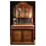 FRENCH MARBLE TOP VITRINE BUFFET