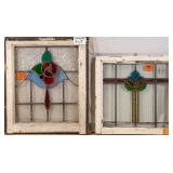 TWO FRENCH ART NOUVEAU STAINED GLASS PANELS