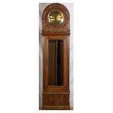 GERMAN CARVED OAK TALL CASE CLOCK