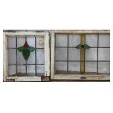 TWO ANTIQUE CONTINENTAL STAINED GLASS PANELS