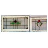 TWO FRENCH ART NOUVEAU STAINED GLASS PANELS