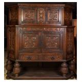 FRENCH RENAISSANCE REVIVAL RAISED COURT CUPBOARD