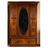 FRENCH WALNUT MIRRORED ARMOIRE