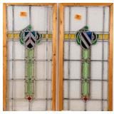 PAIR OF IRISH STAINED GLASS PANELS