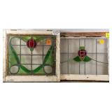 TWO ANTIQUE CONTINENTAL STAINED GLASS PANELS