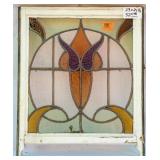 FRENCH ART NOUVEAU STAINED GLASS PANEL