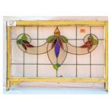 FRENCH ART NOUVEAU STAINED GLASS PANEL
