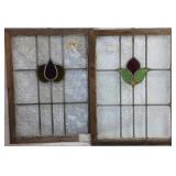 TWO CONTINENTAL STAINED GLASS PANELS
