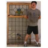 ANTIQUE CONTINENTAL STAINED GLASS PANEL