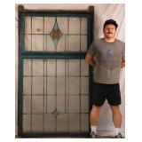 ANTIQUE CONTINENTAL STAINED GLASS PANEL