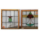 TWO ANTIQUE CONTINENTAL STAINED GLASS PANELS
