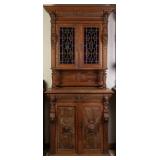 FRENCH RENAISSANCE REVIVAL STAINED GLASS BUFFET