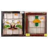 TWO CONTINENTAL ART NOUVEAU STAINED GLASS PANELS