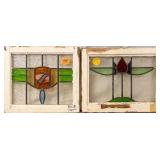 TWO CONTINENTAL STAINED GLASS PANELS
