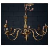 ANTIQUE FRENCH 8-LIGHT BRASS CHANDELIER