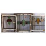 THREE CONTINENTAL STAINED GLASS PANELS