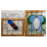 TWO CONTINENTAL STAINED GLASS PANELS