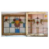 TWO FRENCH ART NOUVEAU STAINED GLASS PANELS