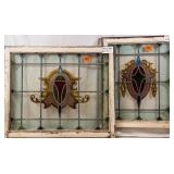 PAIR OF IRISH STAINED GLASS PANELS