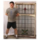 ANTIQUE CONTINENTAL STAINED GLASS PANEL