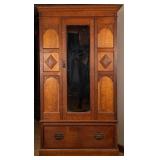 FRENCH OAK MIRRORED ARMOIRE