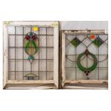 TWO FRENCH STAINED GLASS PANELS