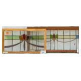 TWO FRENCH ART NOUVEAU STAINED GLASS PANELS