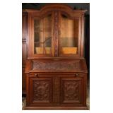 FRENCH RENAISSANCE REVIVAL SLANT FRONT BOOKCASE