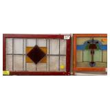 TWO CONTINENTAL STAINED GLASS PANELS