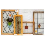 FOUR FRENCH STAINED GLASS PANELS
