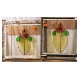 PAIR OF FRENCH ART NOUVEAU STAINED GLASS PANELS